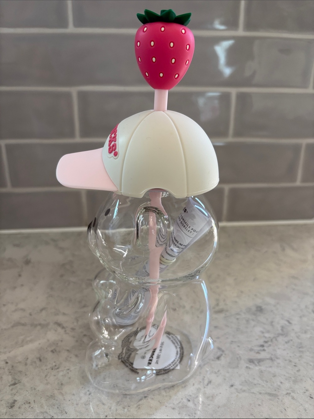 2026 New Starbucks Bearista Bear Cup pink Drink Strawberry Topper Baseball cap - Picture 5 of 9